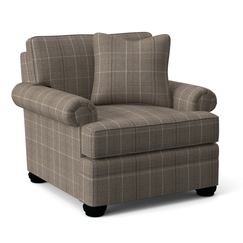Kensington Armchair, Taupe Plaid; 0126-73, Black Finish