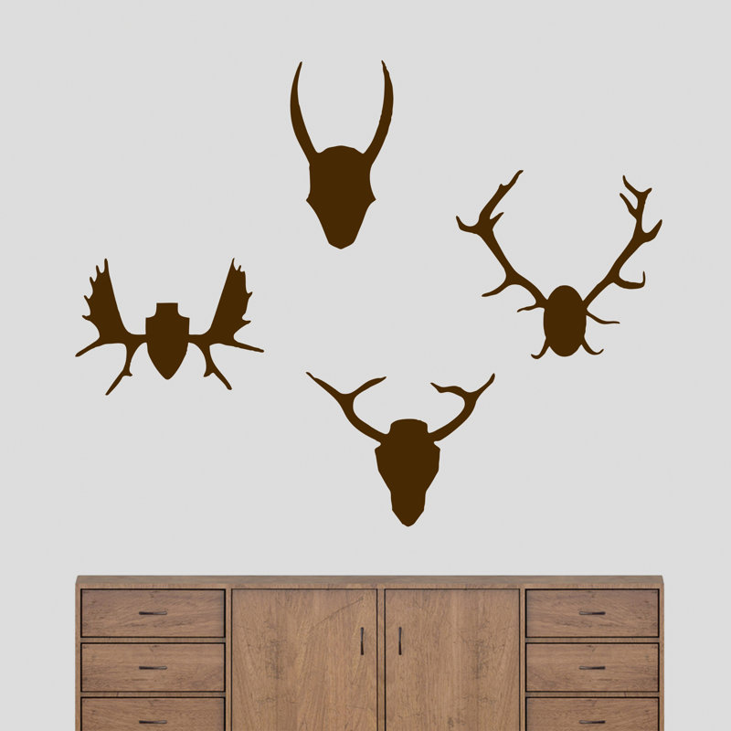 Décalcomanie murale antlers montage Petrucci, Brun chocolat