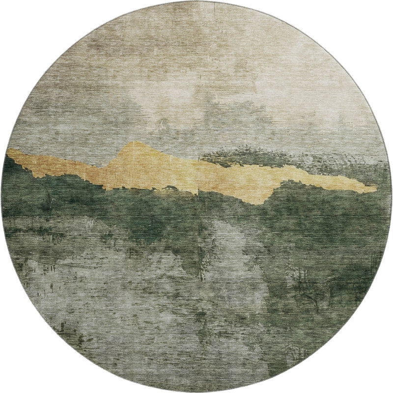Premium Machine Washable Ducote AMF1069 Modern Rug, Round 8'