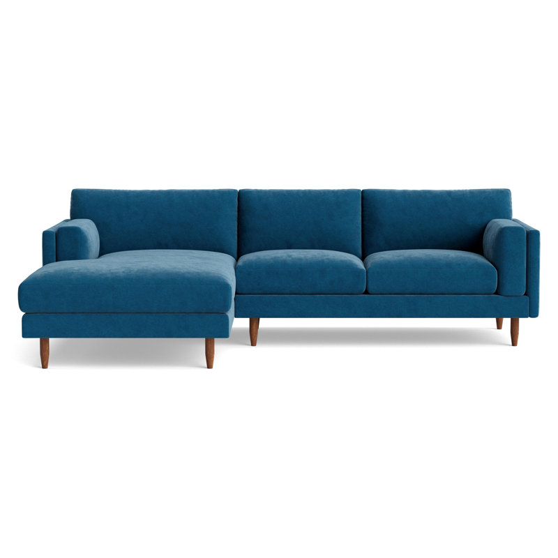 Skinny Fat Chaise Sectional, Left Hand Facing, Performance Velvet - Denim