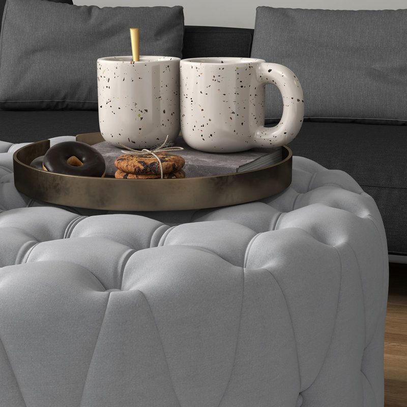 Tabouret gris avec capitonnage à boutons - Confortable et élégant polyvalent pour le salon, l'entrée, le vestiaire et peut être utilisé comme repose-pieds, table basse, banc à chaussures pour 264 lb
