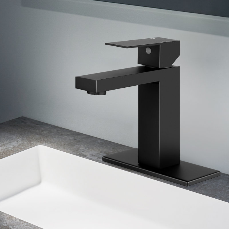 Single-handle Bathroom Faucet with Drain Assembly, Matte Black