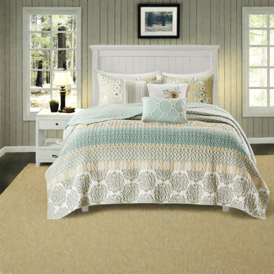 Cozy Green Cottage Bedding Set, Cotton And Polyester, Country Style For Home