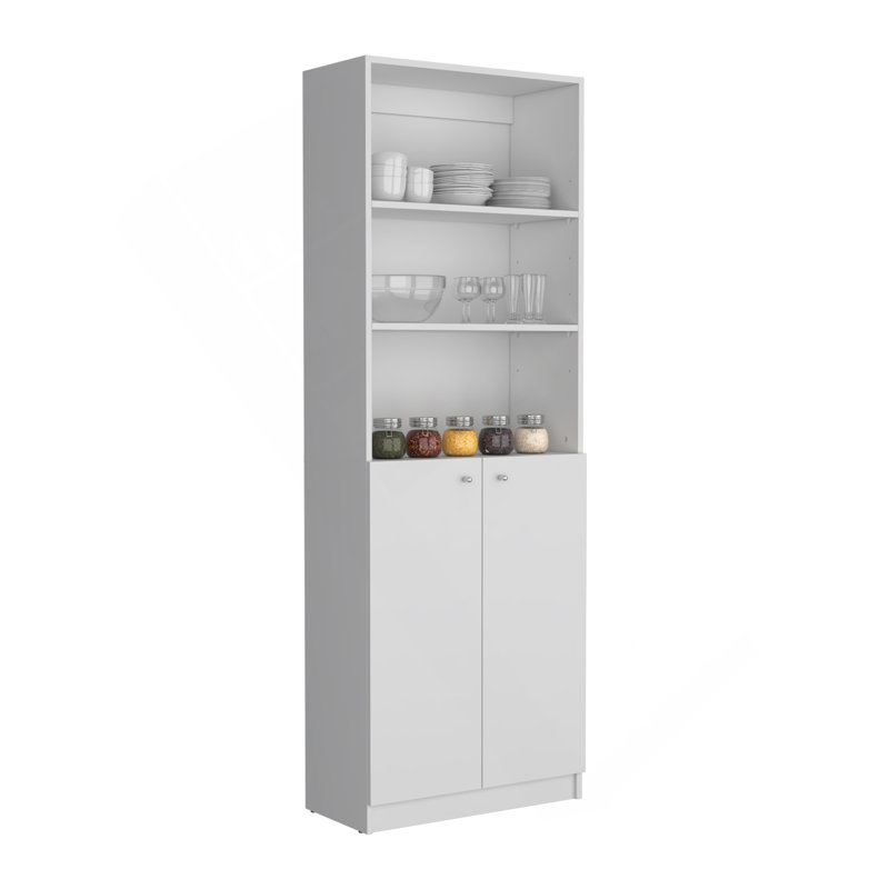 Bibliothèque 2 portes avec tablettes supérieures, blanc