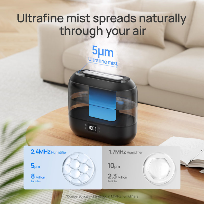Smart Black and Clear Ultrasonic Humidifier with App Control