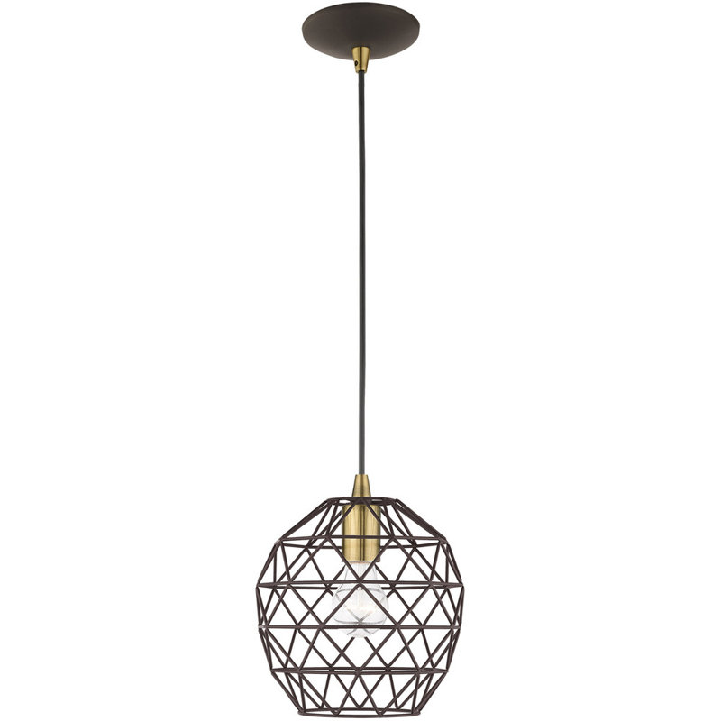 Luminaire suspendu géométrique 1 lumière, Bronze / Noir, Bronze