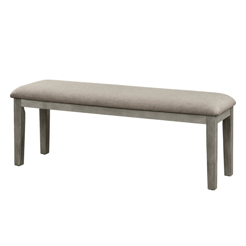 Gray Fabric Upholstered Dining Bench With Strong Wooden Frame Finish Seat And, Gray