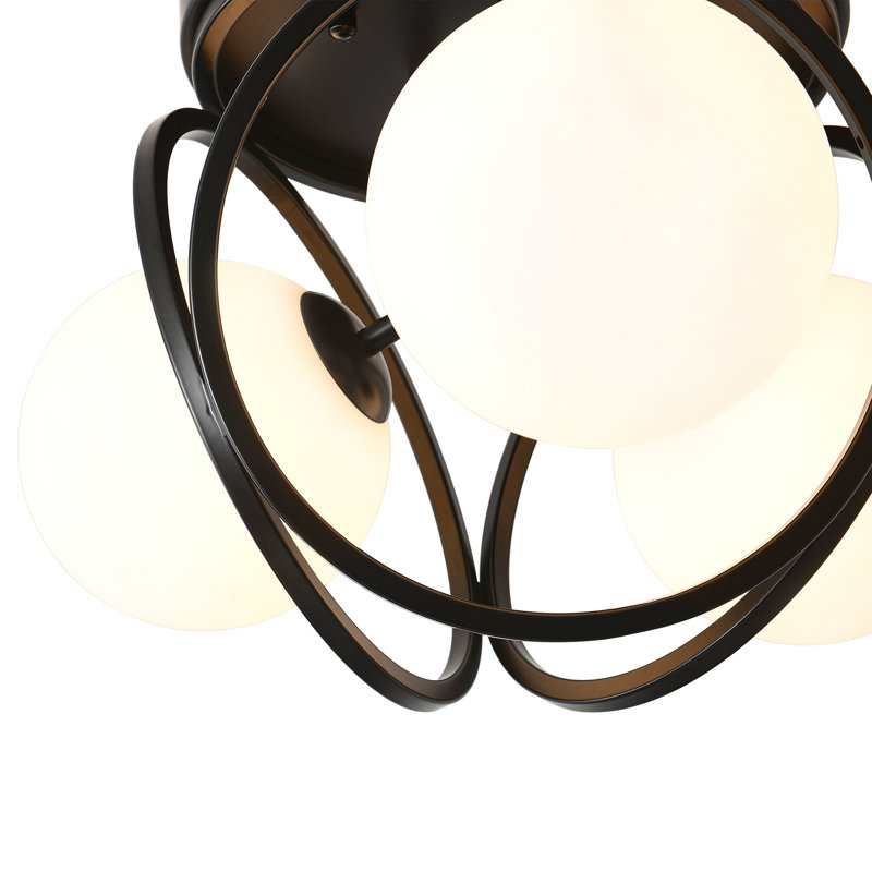 Plafonnier encastré 3 lumières en verre, Noir mat