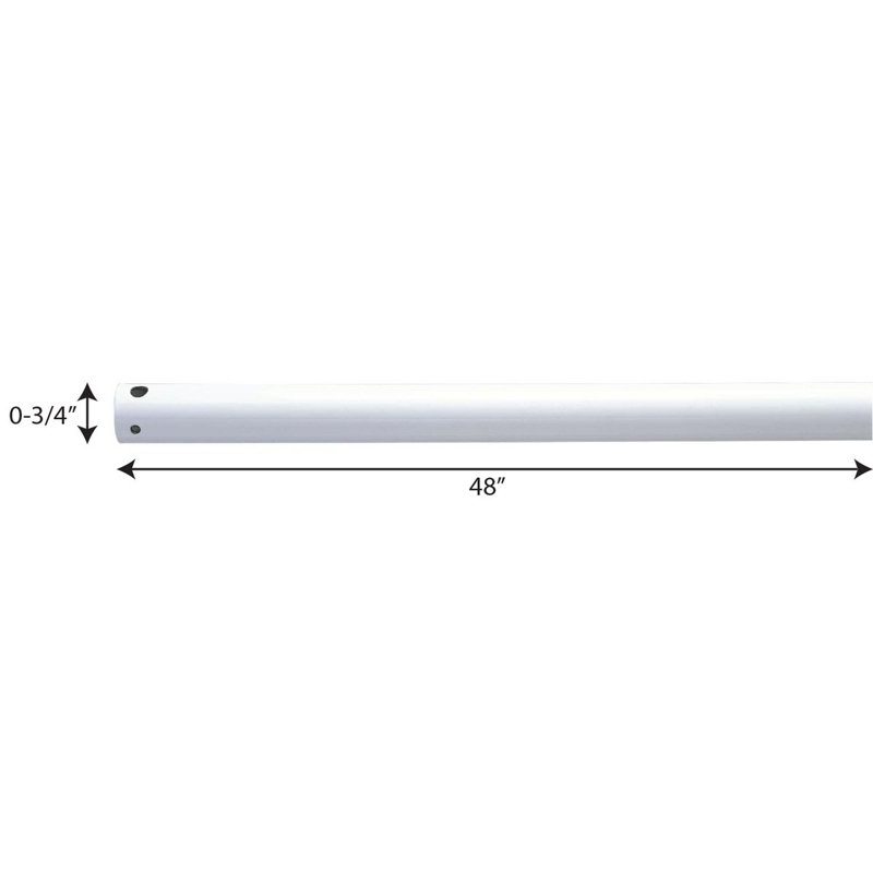 White 48-Inch Steel Ceiling Fan Downrod