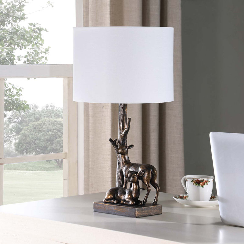 19.75" In Capreolus Western Roe Deers Polyresin Table Lamp