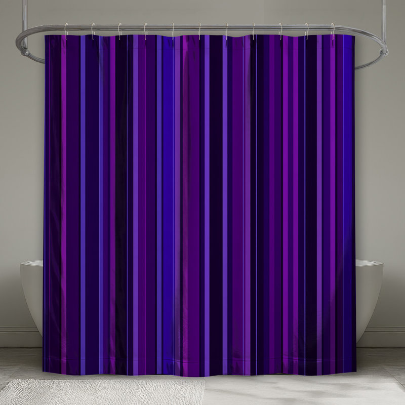 Rideau de douche mauve à rayures - motif de salle de bain moderne, L 70 po x H 72 po