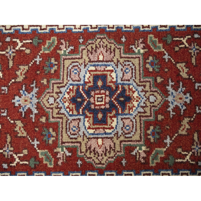 Tapis traditionnel rouillé rouge Heriz Serapi, Tapis de couloir 2 pi 7 po x 10 pi 3 po