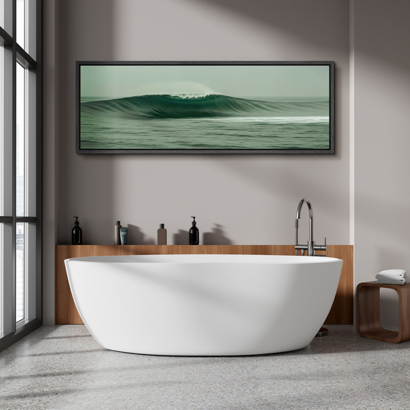 «Ocean Wave Under Overcast Sky», art mural sur toile - Photographie côtière pour maison de plage ou espaces d'inspiration nautique
