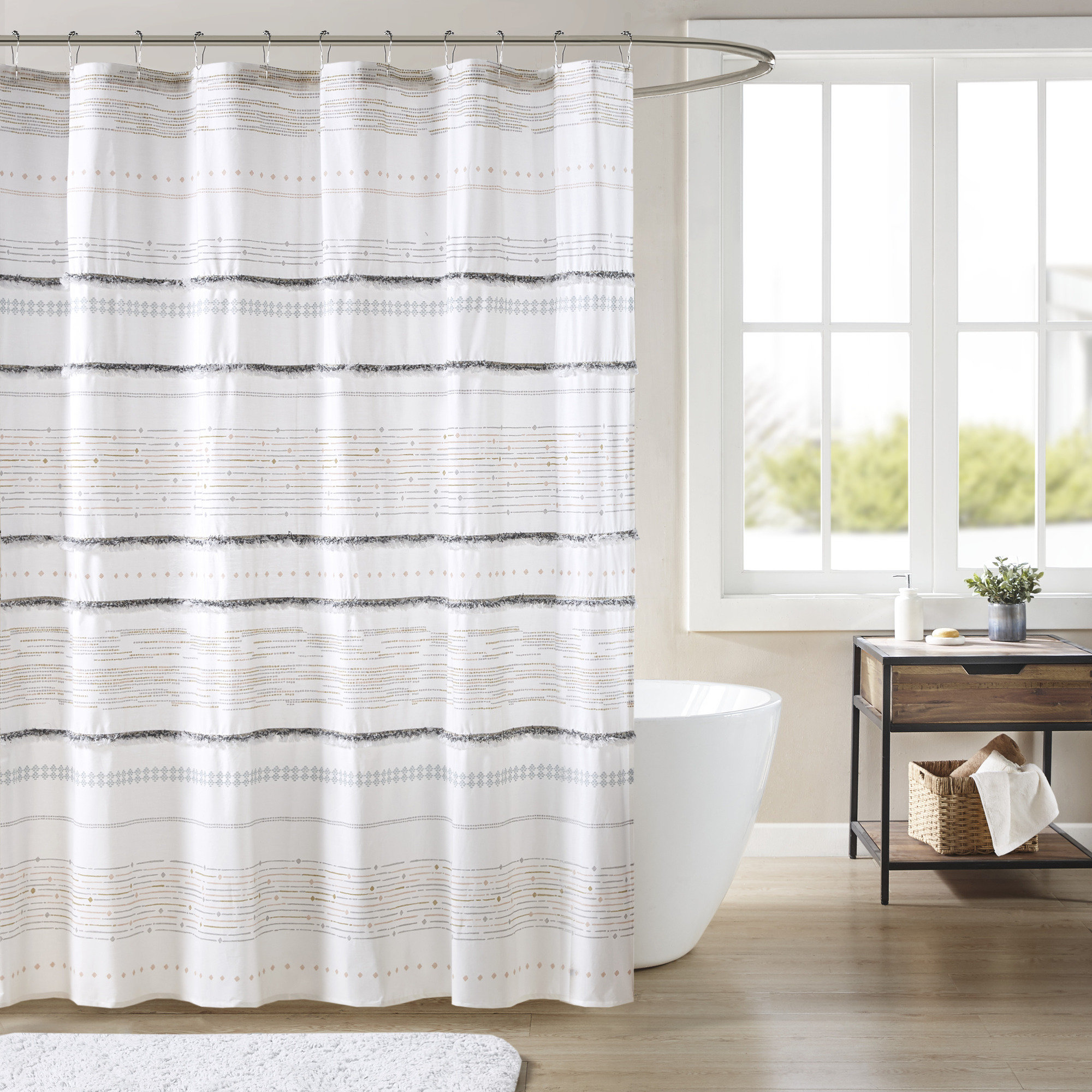 INKIVY NEA 100 Cotton Single Panel Curtain Stripes Tassels Trim Boho Design Rod Pocket Top Drape For Living Room Privacy Window Treatment For Bedroom 50 X 84 Off Whitegray INKIVY NEA 100 Cotton Single Panel Curtain Stripes Tassels Trim Boho Design Rod Pocket Top Drape For Living Room Privacy Window Treatment For Bedroom 50 X 84 Off Whitegray