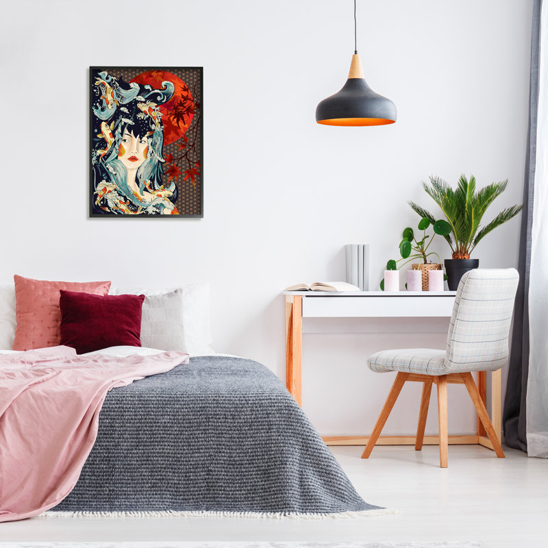 "Regal", portrait abstrait géométrique, art géométrique sur bois de Koi par Sangita Bachelet, H 30 po x l 24 po