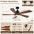 Homegrain 52 inch Mid-Century Black with American Black Walnut Solid Wood Blades Integrated LED Propeller Ceiling Fan with Light 5 Blades-628929762-628929764
