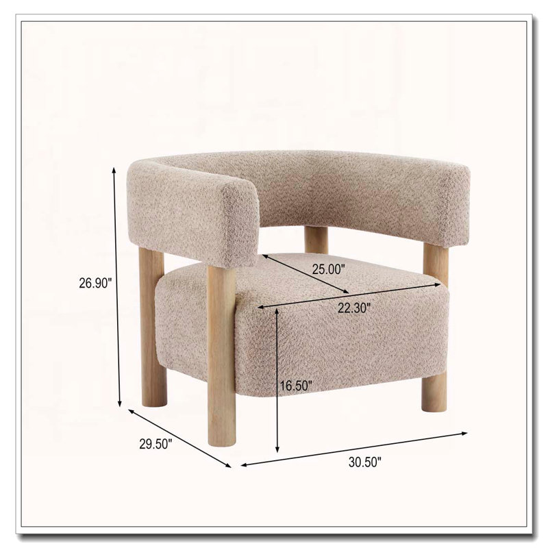 Fauteuil d'appoint rembourré Boucle, Marron clair