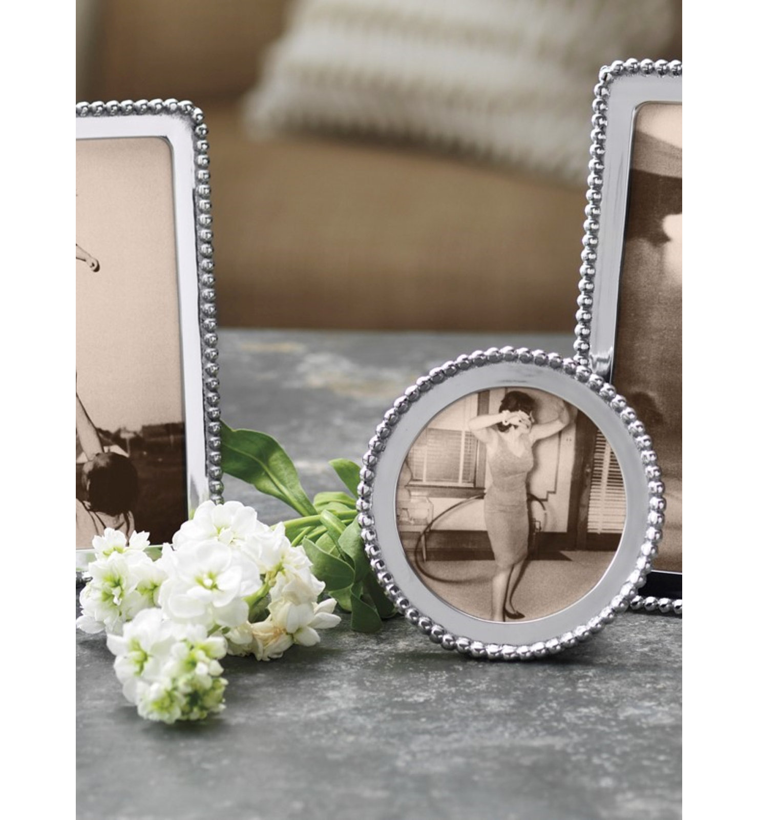 Silver Metal Beveled Picture Frame