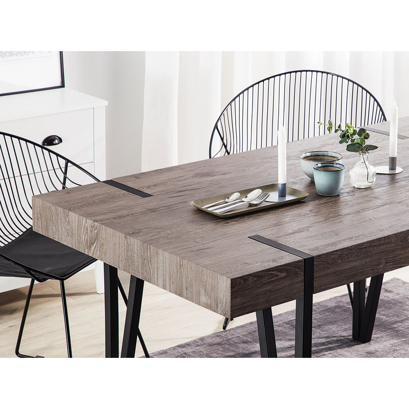 Muskingum Metal Base Dining Table, H75 x L180 x W90cm, Dark Grey