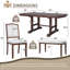 Ensemble de table de salle à manger à structure solide en bois massif 6 pièces, avec table extensible rectangulaire en bois avec rallonge amovible, 4 chaises rembourrées, 1 banc, facile à assembler-592931909