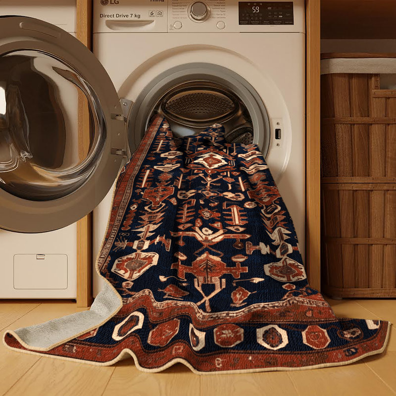 Tapis brun lavable à la machine, Rond 7 pi