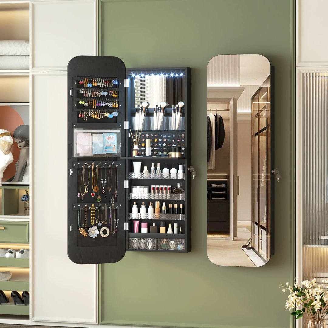 14.5'' Wide Over the Door Jewelry Armoire with Mirror Ebern Designs 