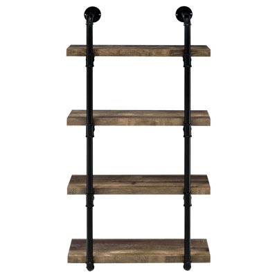 Black And Rustic 4 Shelf For Office, Space Feature Oak Functional Shelving Unit