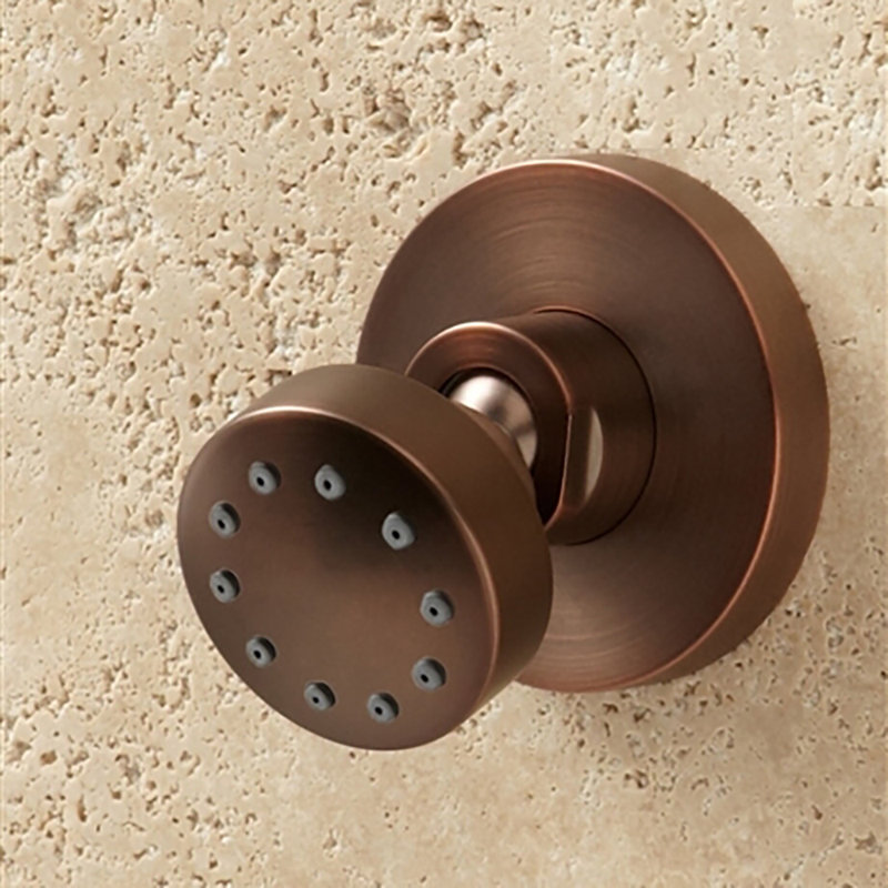 Ensemble de douche à jets ronds en bronze huilé Juno - Système de fixation murale à jets multiples
