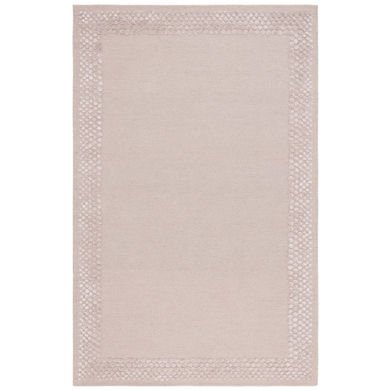 Tapis beige en laine / viscose / coton touffeté à la main Elick, Rectangle 6 pi x 9 pi