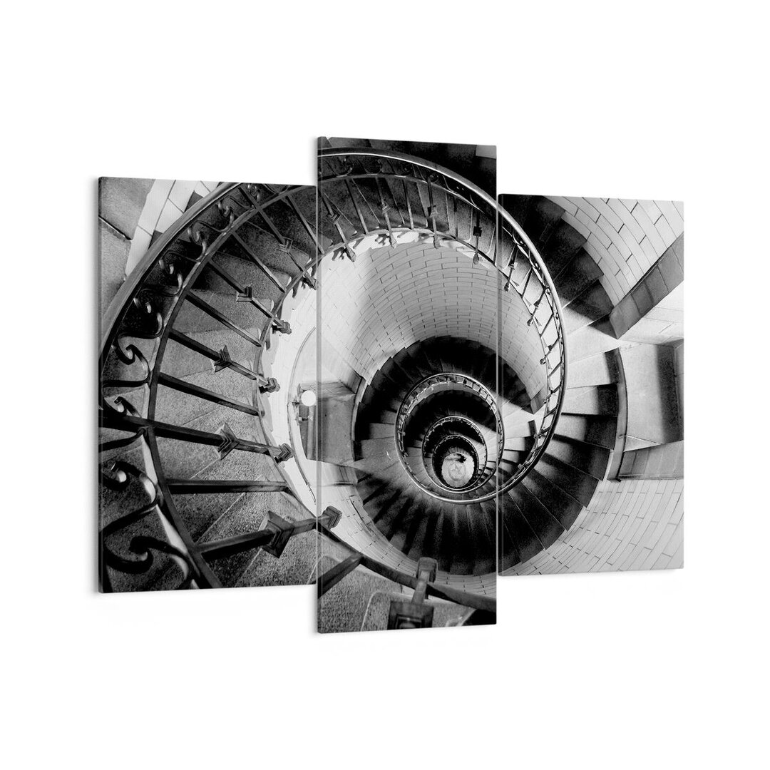 3-tlg. Leinwandbilder-Set Stairs Spiral Perspective