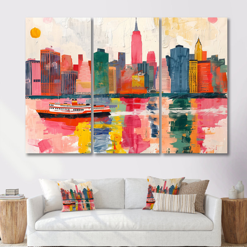 Ensemble de décoration murale Guilherme - New York City, Toile tendue, H 28 po x l 12 po x P 1 po