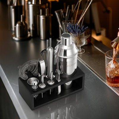 Cocktail Shaker Set 13 Pcs Bar Tool Set Stainless Steel Bartender Kit Silver