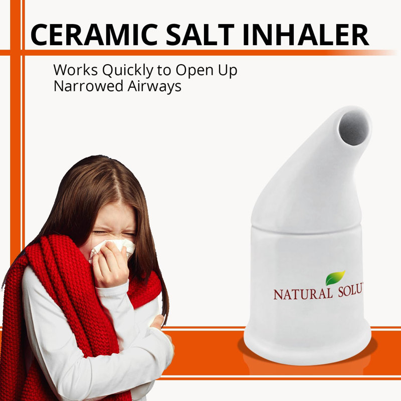 Natural Solution Ceramic Salt Inhaler with 2 Himalayan Pink Salt Refills