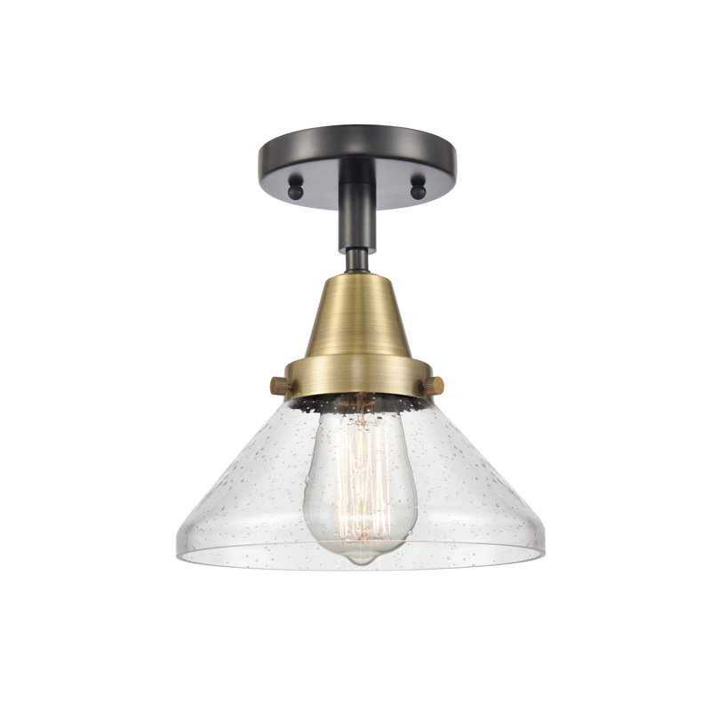 Amede Glass Semi Flush Mount, Seedy, Black Antique Brass