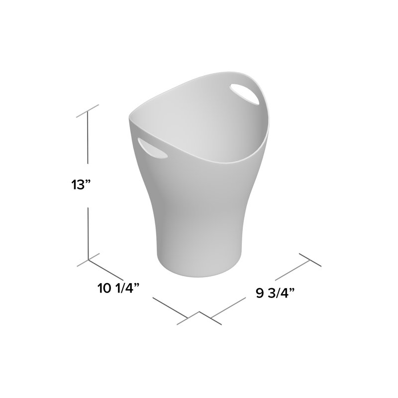 Half-Circle Plastic Open Waste Basket with Integrated Handles - 2.5 gal. - Basics by Wayfair™, Matte Black