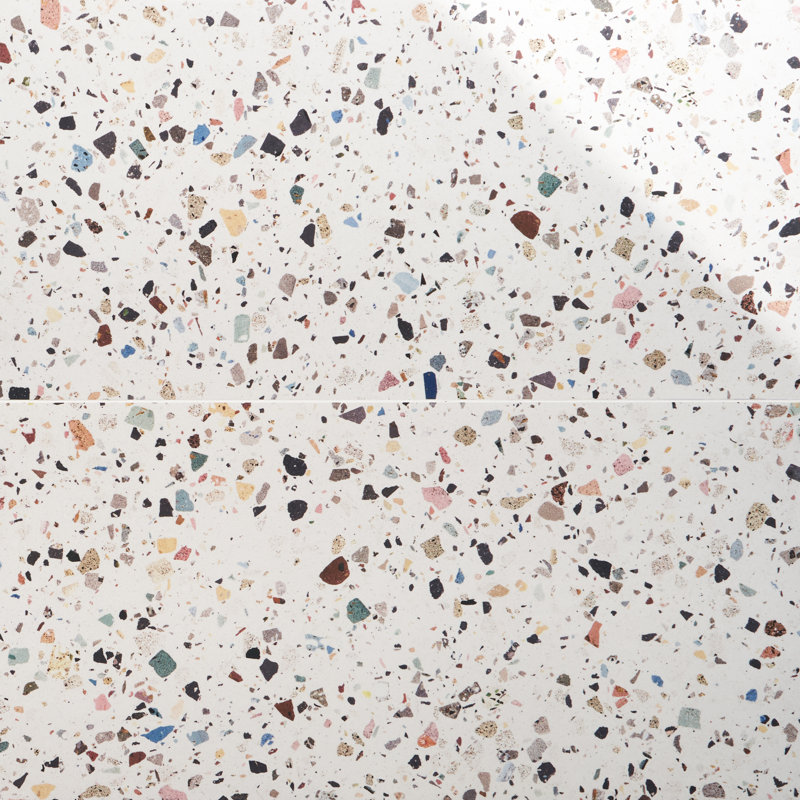 Gemscape 23.62 In. X 47.24 In. Terrazzo Look Polished Porcelain Floor And Wall Tile (15.49 Sq. Ft. / Case), White