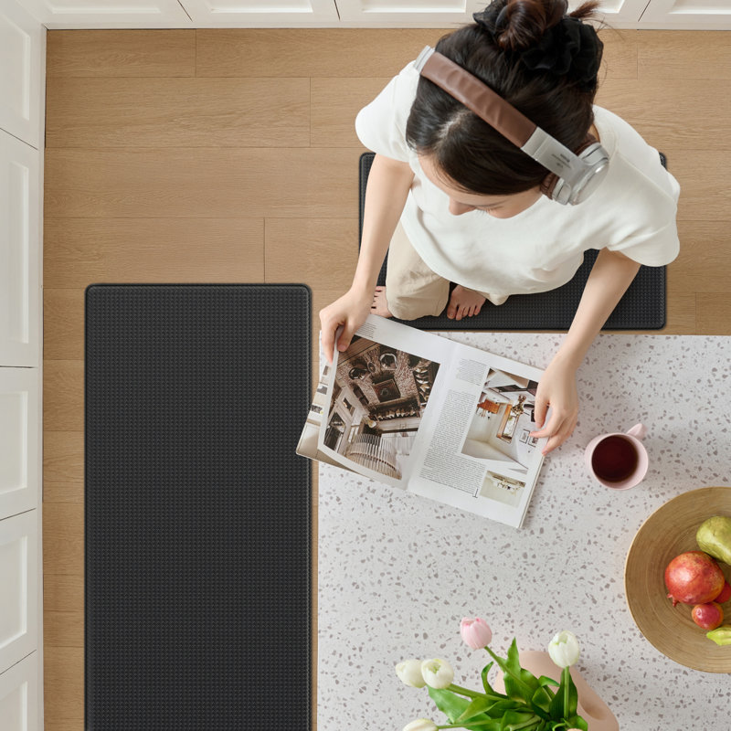 Tapis de cuisine antidérapant et antidérapant, Noir, noir, noir, noir, Rectangle 17 po x 95 po