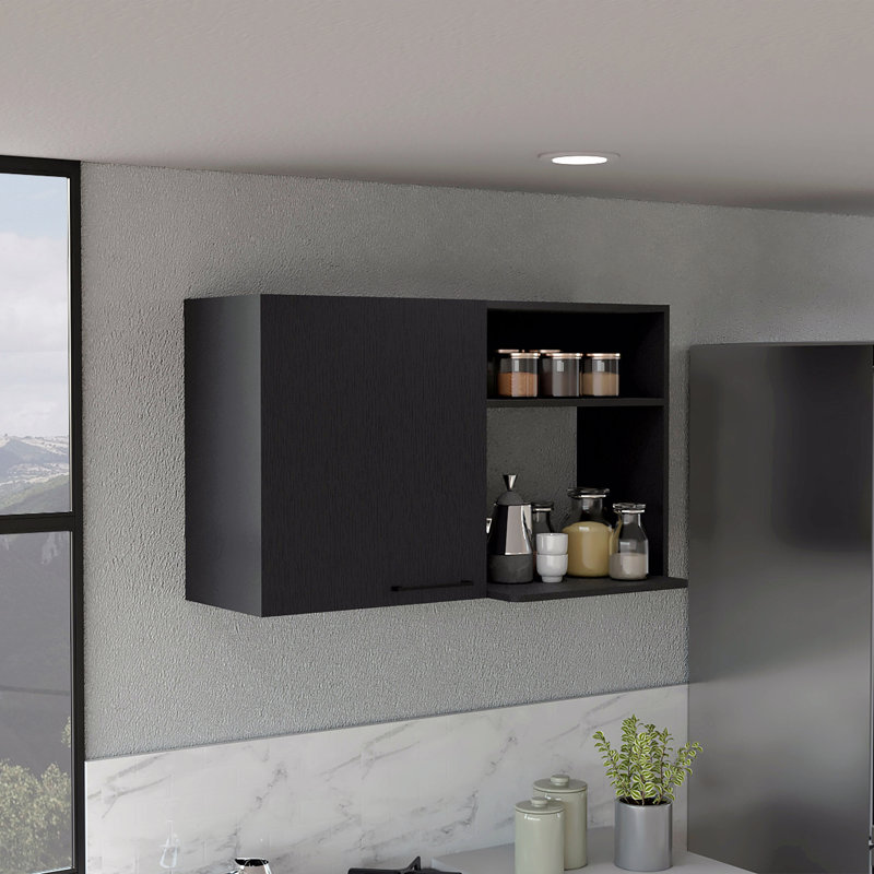 Armoire de rangement murale H 24 po, deux tablettes internes, deux tablettes de rangement externes, une porte