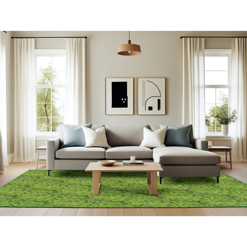 Vert Tapis décoratif, Rectangle 6 pi x 9 pi