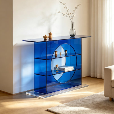 Blue Circular Acrylic Console Table