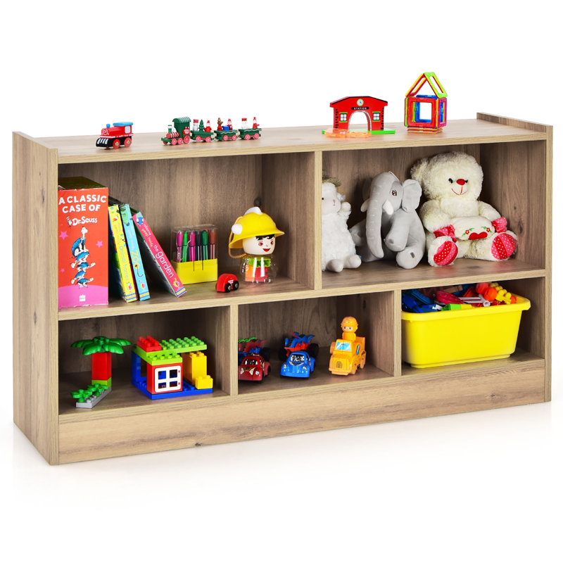 Latitude Run® Wooden 5 Cube Storage Cabinet Bookcase, Natural