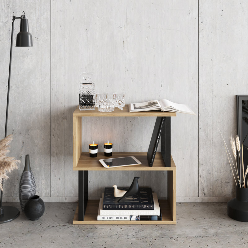 Hawtree Top End Table with Storage, Oak/Black