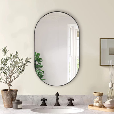 Miroir ovale noir en métal 20 po x 33 po