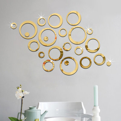23pcs 3D Circles Mirror Wall Sticker DIY Decal Vinyl Mural Home Decor Removable
