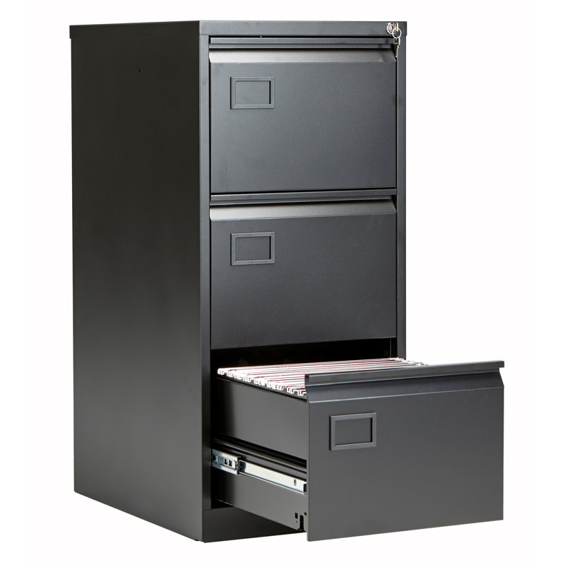 46cm Wide 3 -Drawer Steel File Cabinet, Black