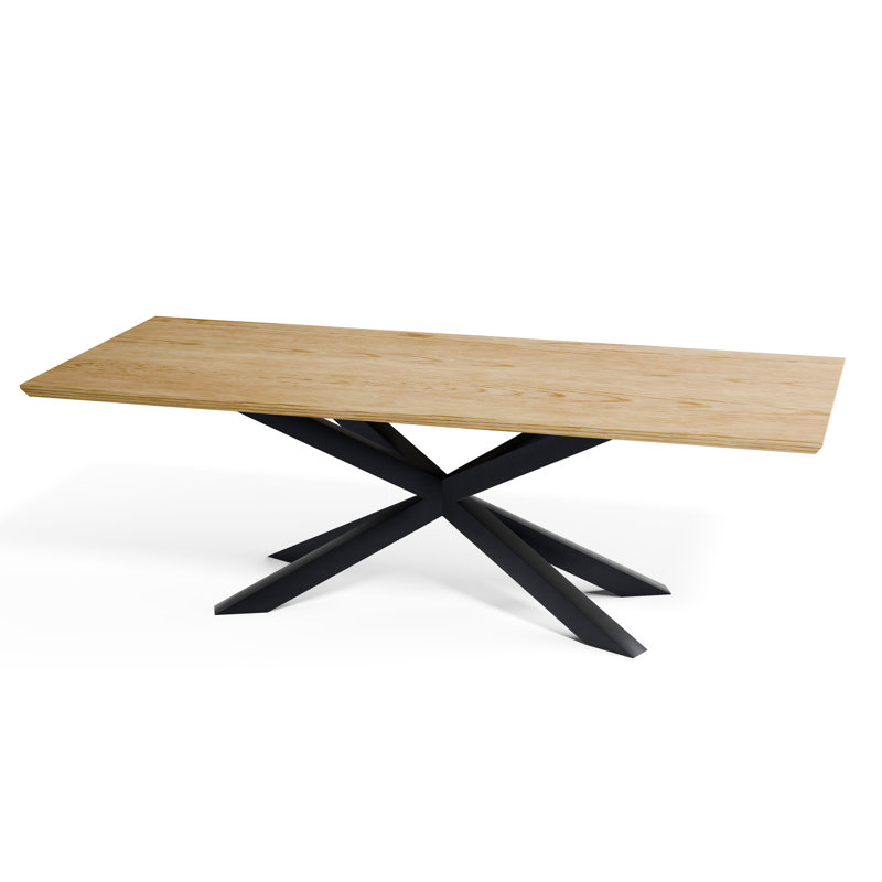 Solid Wood Rectangular Dining Table with Loxo Base, Oak, Pure Oak, 71"L x 36"W x 30"H