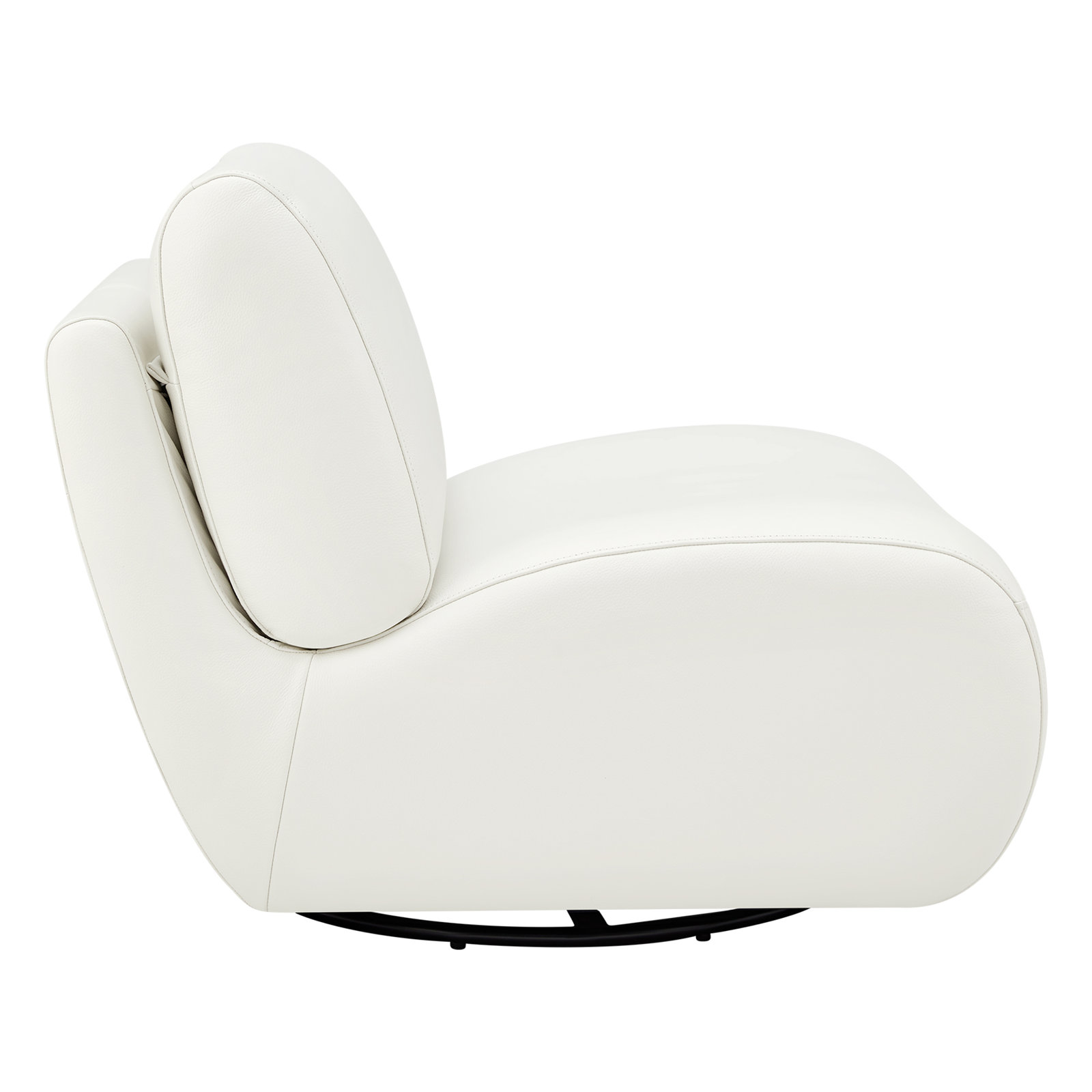 Nita 33'' Swivel Upholstered Accent Chair, Beige Genuine Leather
