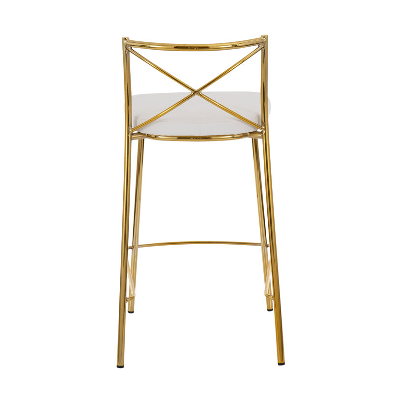Upholstered Counter Stool with Metal Frame, Gold, Counter Stool (25.25" Seat Height)