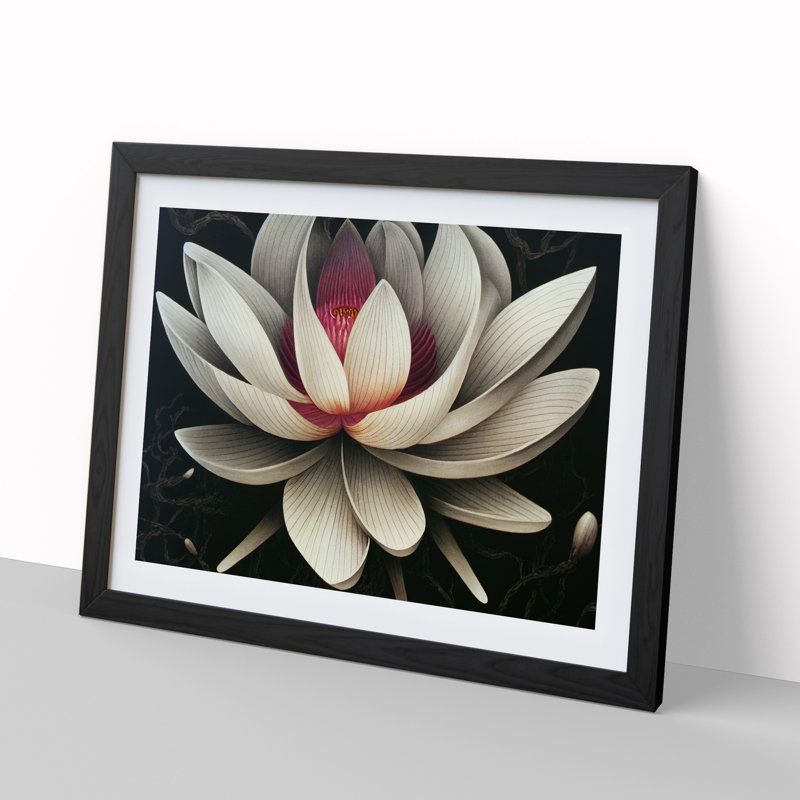 Fantastic Lotus Flower - Single Picture Frame Print, Black, 46cm H x 64cm W x 2cm D