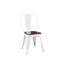 4 chaises de salle à manger industrielles en métal blanc ultrabrillant avec siège en bois de noyer empilable de 18 pouces de hauteur à l'intérieur et à l'extérieur